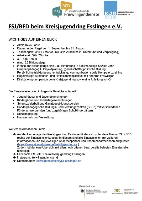 Informationen zum Freiwilligendienst